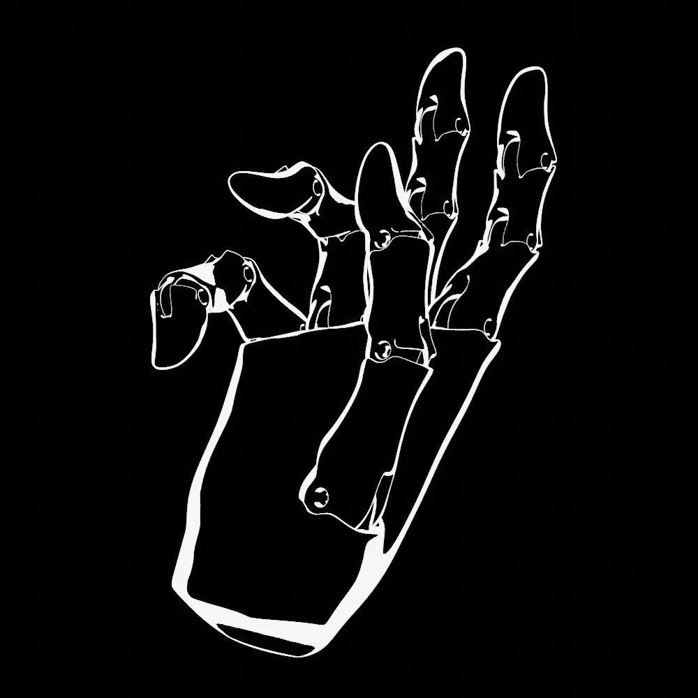 Wireframe robotic hand